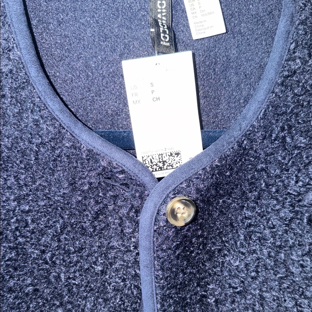 H&M Navy Textured Button-Front Jacket - Picture 5 of 5